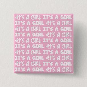 Badge Carré 5 Cm Bouton de bébé c'est une fille !
