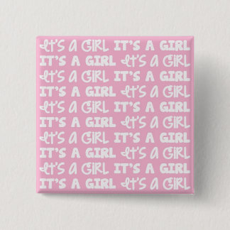 Badge Carré 5 Cm Bouton de bébé c'est une fille !