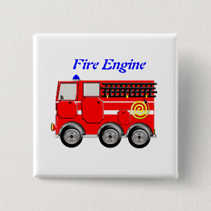 Badge Carré 5 Cm Bouton de bouton du moteur de feu rouge mignon gar