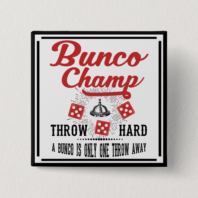 Badge Carré 5 Cm Bouton de Bunco - champion de Bunco (Devant)