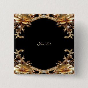 Badge Carré 5 Cm Bouton de cadre doré élégant