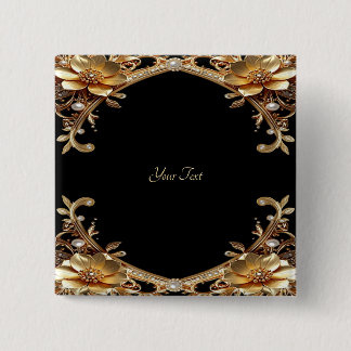 Badge Carré 5 Cm Bouton de cadre doré élégant