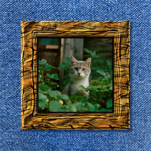 Badge Carré 5 Cm Bouton de cadre photo à rayures de tigre