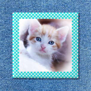 Badge Carré 5 Cm Bouton de cadre photo damier