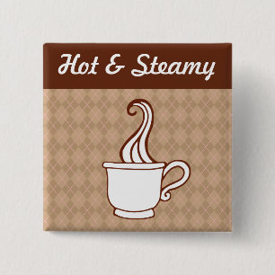 Badge Carré 5 Cm Bouton de café rétro