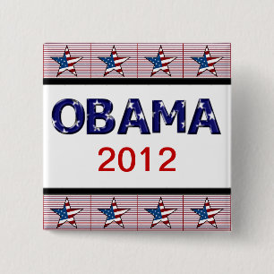 BADGE CARRÉ 5 CM BOUTON DE CAMPAGNE D'OBAMA 2012