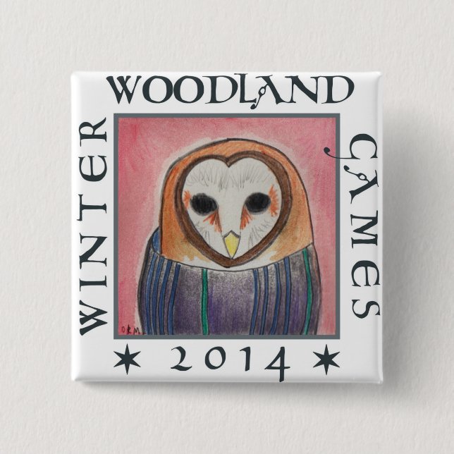 Badge Carré 5 Cm bouton de capot de hibou (Devant)