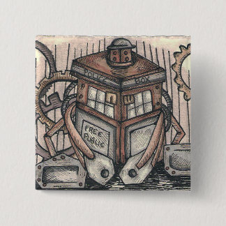 Badge Carré 5 Cm Bouton de caractère de Steampunk