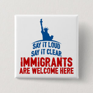 Badge Carré 5 Cm Bouton de carré d'accueil d'immigrés