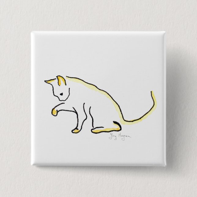 Badge Carré 5 Cm Bouton de chat (Devant)