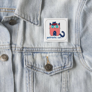 Badge Carré 5 Cm Bouton de chat patriotique