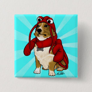 Badge Carré 5 Cm Bouton de chien de homard
