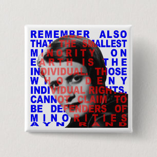 Badge Carré 5 Cm Bouton de citation d'Ayn Rand