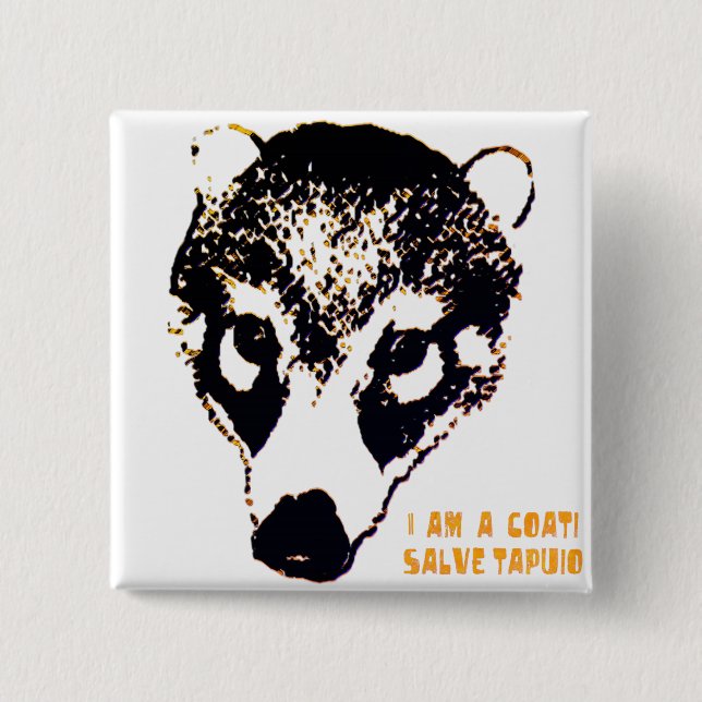 Badge Carré 5 Cm Bouton de Coati (Devant)