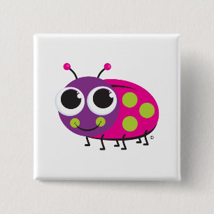 Badge Carré 5 Cm Bouton de coccinelle