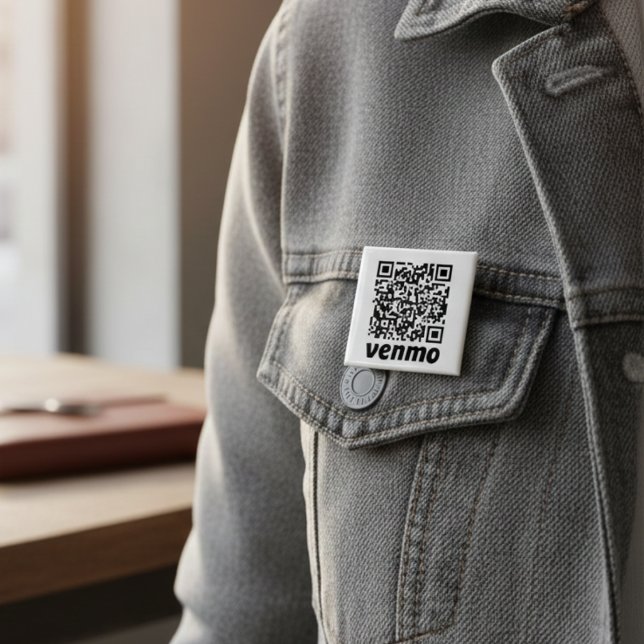 Badge Carré 5 Cm Bouton de code QR personnalisable (Customizable QR Code Button)