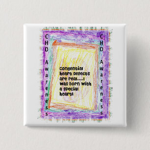 Badge Carré 5 Cm Bouton de conscience de CHD