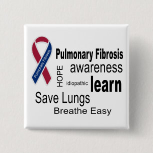 Badge Carré 5 Cm Bouton de conscience de fibrose pulmonaire