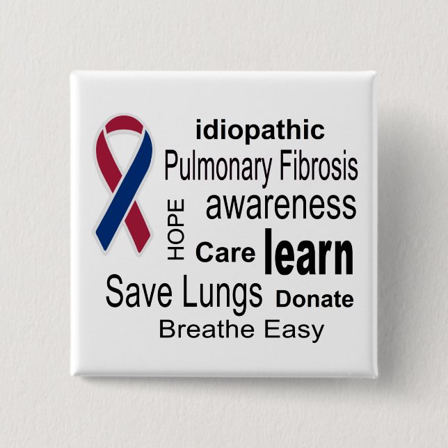 Badge Carré 5 Cm Bouton de conscience de fibrose pulmonaire (Devant)