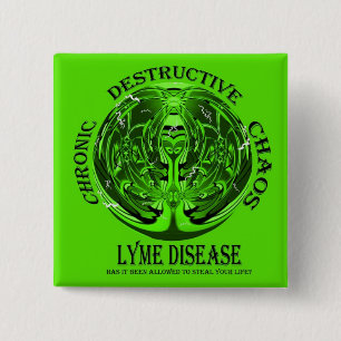 Badge Carré 5 Cm Bouton de conscience de la maladie de Lyme