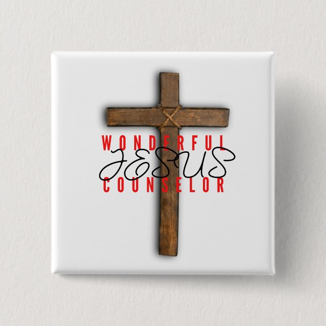 Badge Carré 5 Cm Bouton de conseiller de Jésus (Devant)