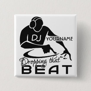 Badge Carré 5 Cm Bouton de coutume du DJ