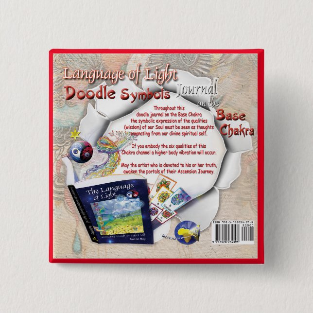 Badge Carré 5 Cm Bouton de couverture du journal Chakra de base (Devant)