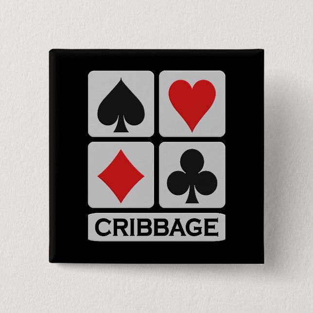 Badge Carré 5 Cm Bouton de Cribbage (Devant)