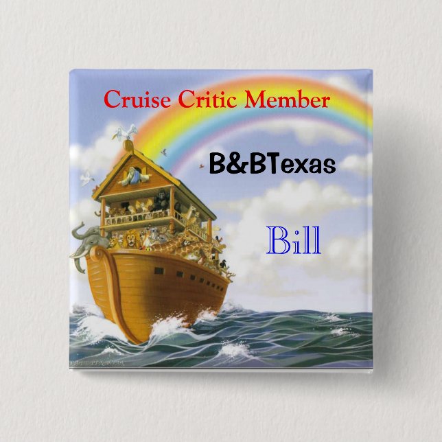 Badge Carré 5 Cm Bouton de croisière (Devant)