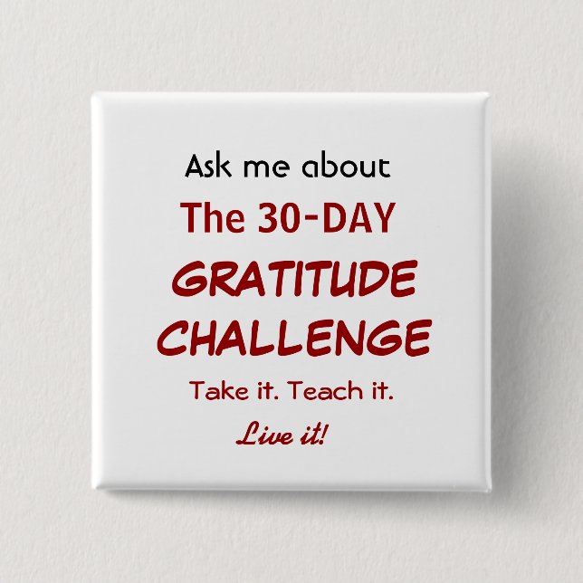 Badge Carré 5 Cm Bouton de défi de gratitude (Devant)