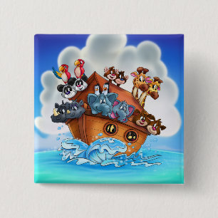 Badge Carré 5 Cm bouton de dessin animé de Noah
