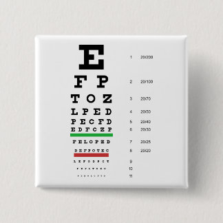 Badge Carré 5 Cm Bouton de diagramme d'oeil de Snellen