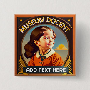 Badge Carré 5 Cm Bouton de document de musée personnalisé