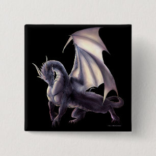 Badge Carré 5 Cm Bouton de dragon de caverne