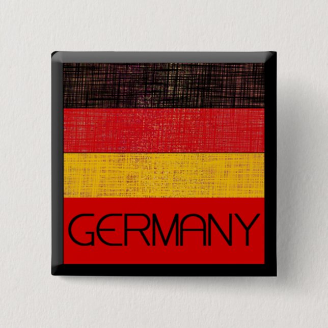 Badge Carré 5 Cm Bouton de DRAPEAU de l'ALLEMAGNE (Devant)