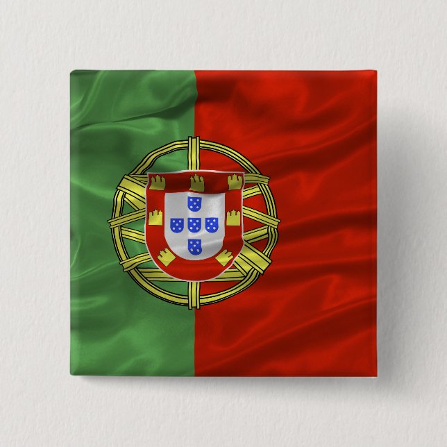 Badge Carré 5 Cm Bouton de drapeau du Portugal (Devant)