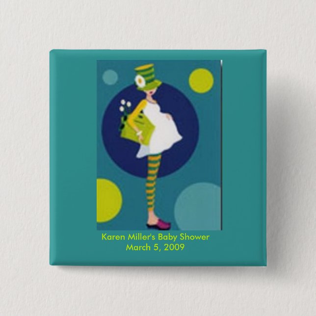 Badge Carré 5 Cm Bouton de faveur de douche (Devant)