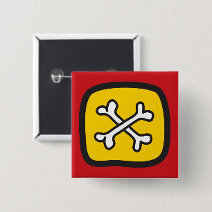 Badge Carré 5 Cm Bouton de fête d'Halloween avec crânes et os de de