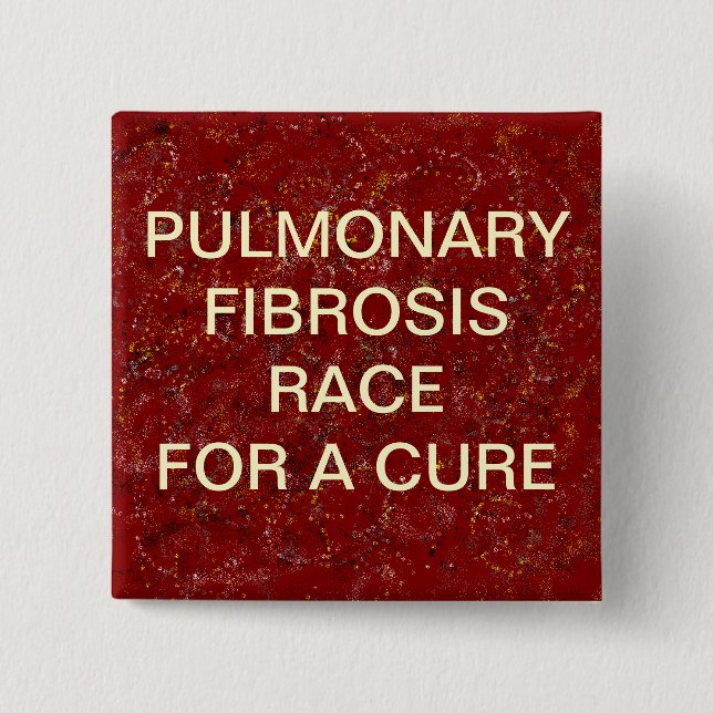 BADGE CARRÉ 5 CM BOUTON DE FIBROSE PULMONAIRE (Devant)