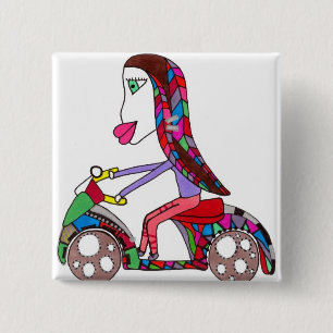 Badge Carré 5 Cm bouton de fille de scooter