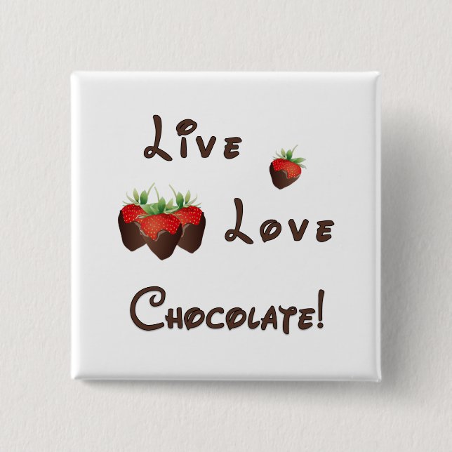 Badge Carré 5 Cm Bouton de fraise au chocolat (Devant)