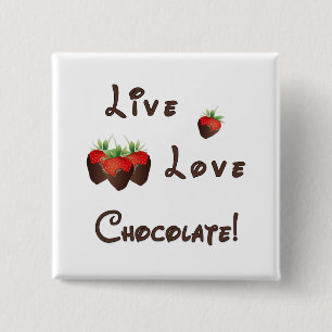 Badge Carré 5 Cm Bouton de fraise de chocolat