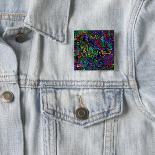 Badge Carré 5 Cm Bouton de fusion cérébrale