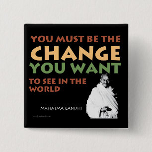 Badge Carré 5 Cm Bouton de Gandhi