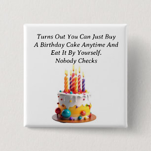 Badge Carré 5 Cm Bouton de gâteau d'anniversaire
