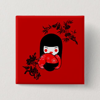 Badge Carré 5 Cm bouton de geisha