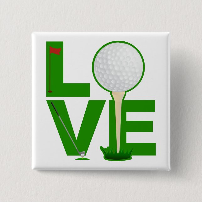 Badge Carré 5 Cm Bouton de golf d'amour (Devant)