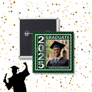 Badge Carré 5 Cm Bouton de graduation de football photo verte