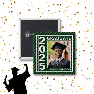 Badge Carré 5 Cm Bouton de graduation photo verte