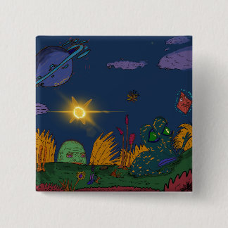 Badge Carré 5 Cm Bouton de grenouille magique